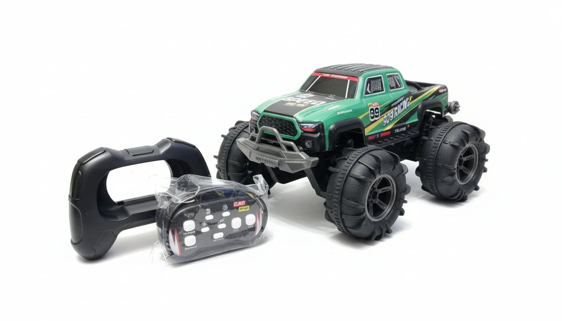 4WD amphibious remote control car driving on water and rough terrain with large off-road wheels