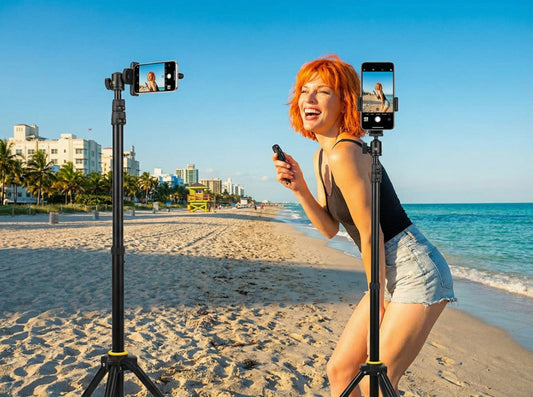 The Selfie Tripod with Aluminium & Non-Slip Feet makes every shot stable and professional. Adjustable, portable, and secure, it’s perfect for selfies, videos, streaming, and video calls — indoors or outdoors.