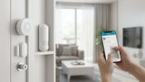 SanJie Wi-Fi home security alarm system with PIR detector, remote controls, and door window sensor.