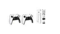 Retro gaming console by HOT PRICE with two wireless controllers and a display of classic games on screen.