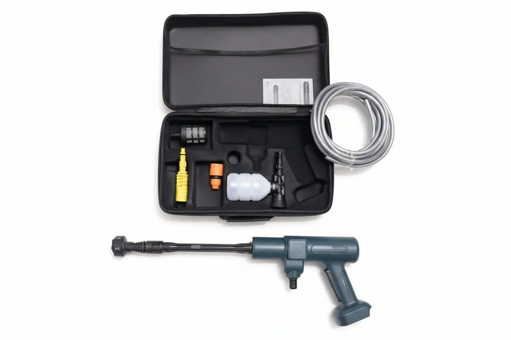 Cordless pressure washer by HOT PRICE, showcasing a portable jet wash design with ergonomic handle and nozzle attachment.