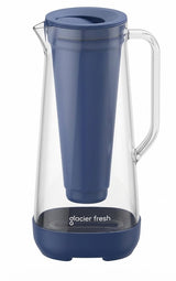 Glass water filter jug with 3L capacity featuring activated carbon and ultrafiltration filter for clean drinking water.