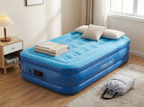 CAMULAND twin air mattress with built-in pump, showcasing its sleek design and comfortable surface for restful sleep.