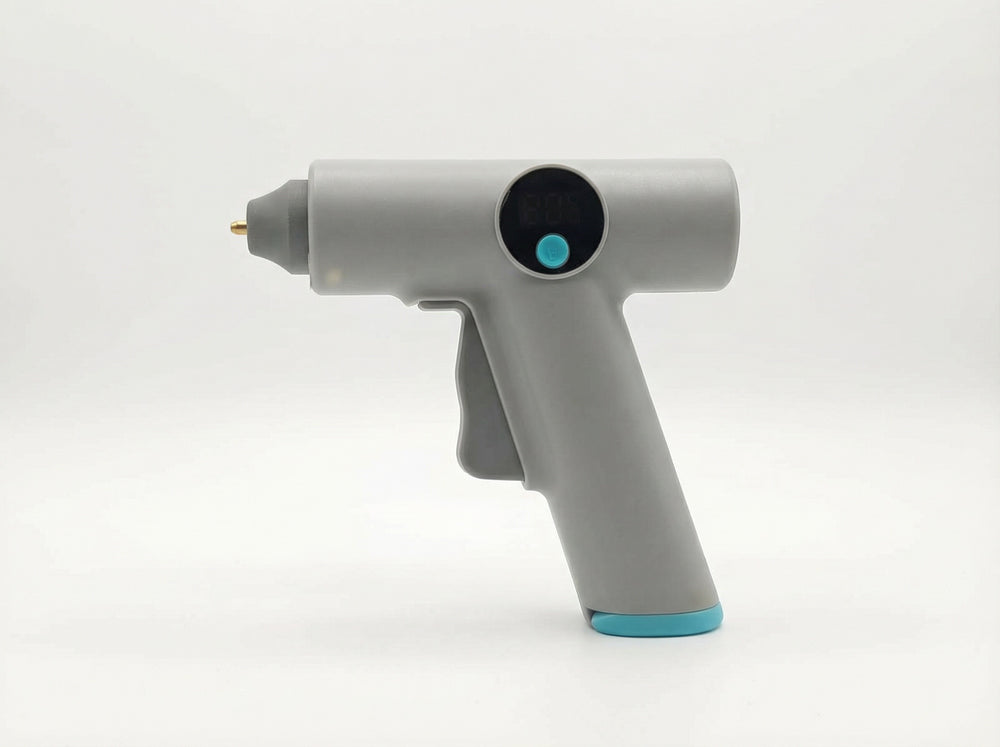 Cordless HOT PRICE hot glue gun with LED light, fast heat-up, 25W power, includes 22 glue sticks and rechargeable 2500mAh battery