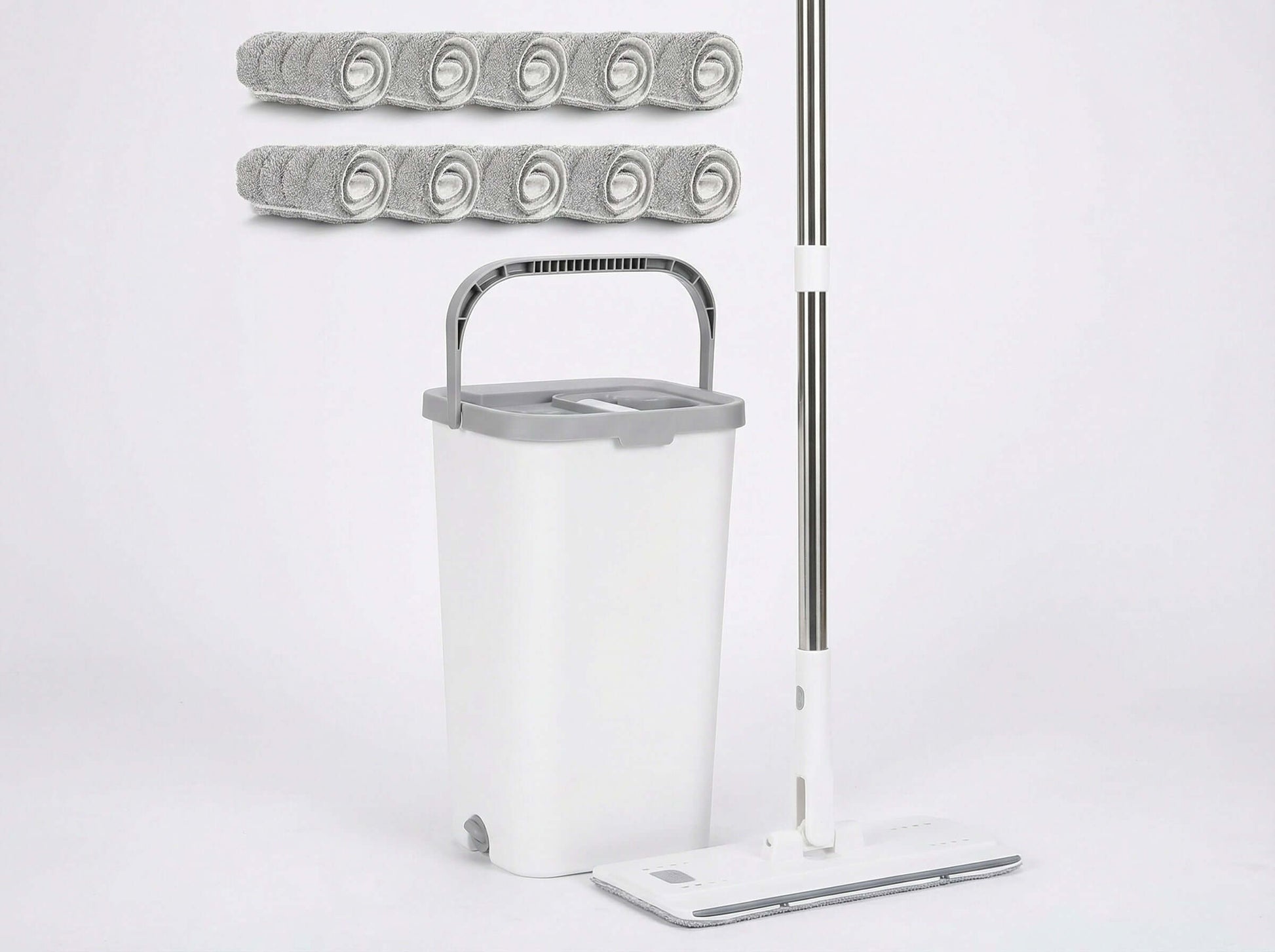 HOT PRICE mop set with bucket features an adjustable handle for easy cleaning and storage, shown in a home setting.