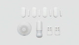 SanJie Home Security Alarm System with PIR detector, remote controls, and door window sensor, featuring TUYA app integration.
