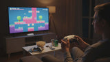 Retro gaming console by HOT PRICE with two wireless controllers, showcasing a nostalgic design and classic game selection.